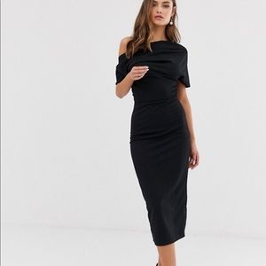 Black off the shoulder midi dress